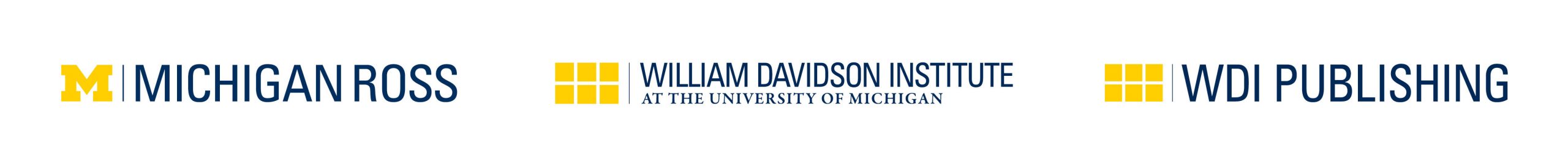 Sponsor logos for the DEI Case Competition: Michigan Ross, William Davidson Institute and WDI Publishing